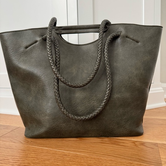 Deux Lux Handbags - Deux Lux Green Vegan Leather Tote Bag